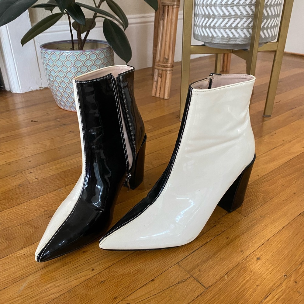 Black and white two tone booties